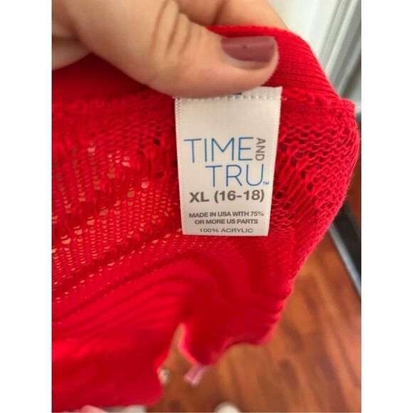 NWT Women’s Time and Tru red open front cardigan size XL - Picture 5 of 8